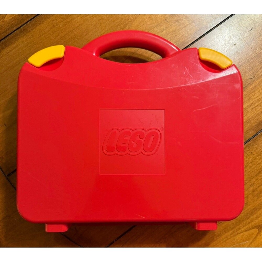 VTG Lego Briefcase Storage Box w/handle Compartments Filled w Mix Legos/Figures